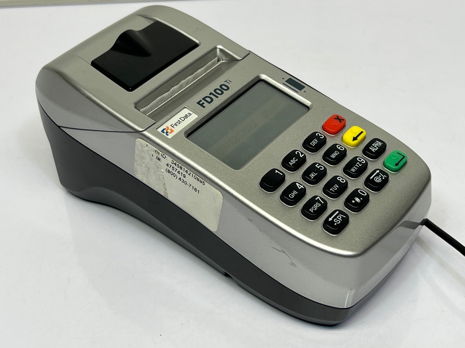 First Data FD100ti Silver Credit Card Terminal - Power cord