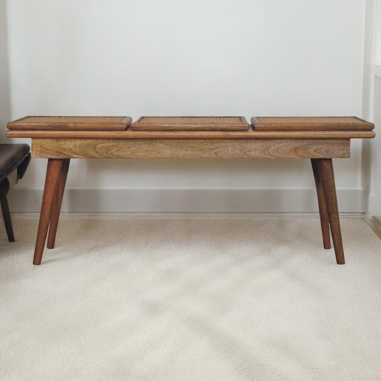 Larissa Oak-ish Triple Accent Cane Bench