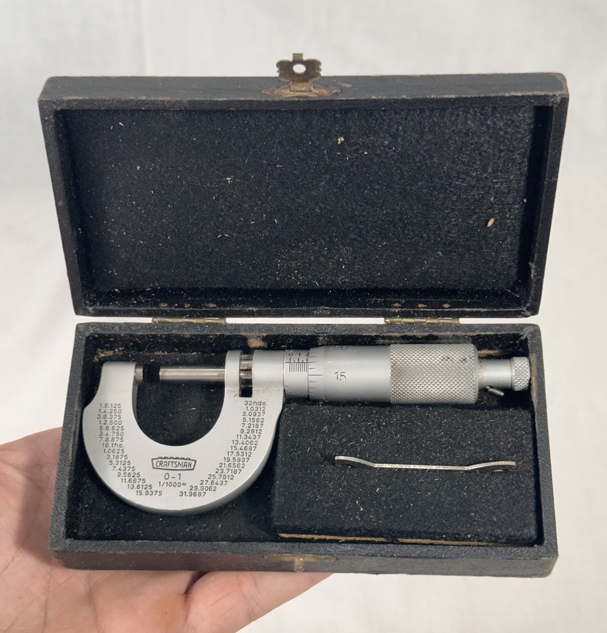 Vintage Sears Craftsman 0-1” 1/1000 Micrometer w/Case Germany Clean