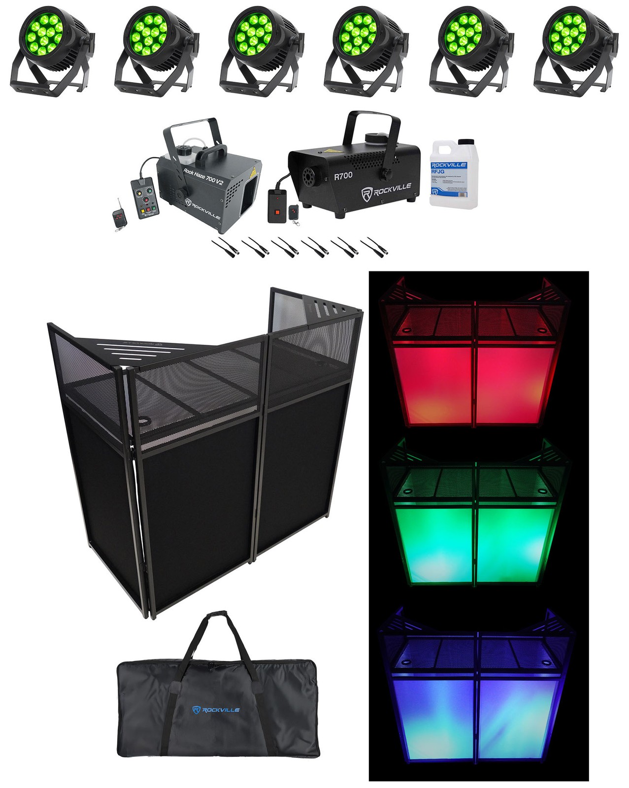 6) American DJ Encore LP12IP Outdoor LED DMX Par Wash Lights+Facade+Hazer+Fogger