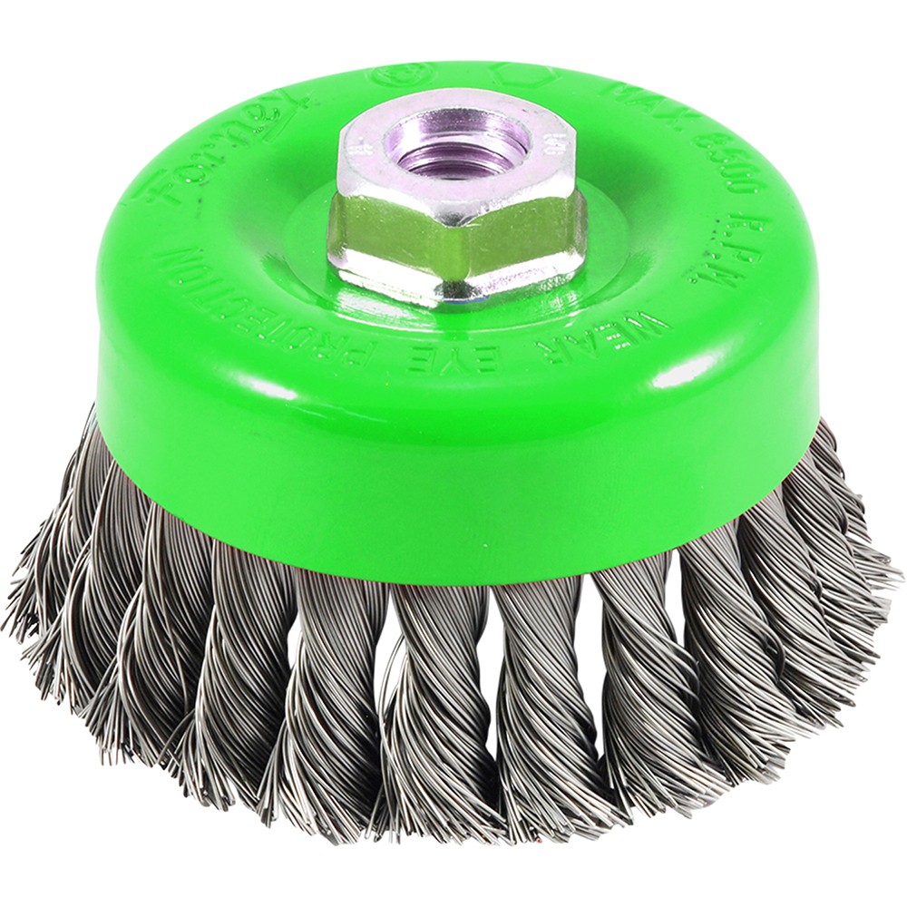 Cup Brush, Knotted, 4"x .020" x 5/8 in-11 Arbor - 5 Each FOR-72753