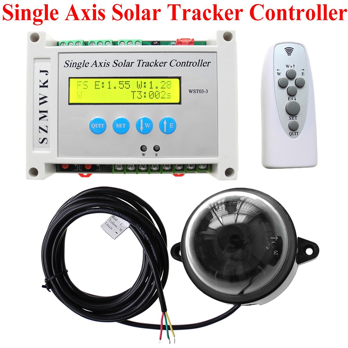 16" 6000N Linear Actuator+Wind Speed Sensor W/ Single Axis Solar Tracking System