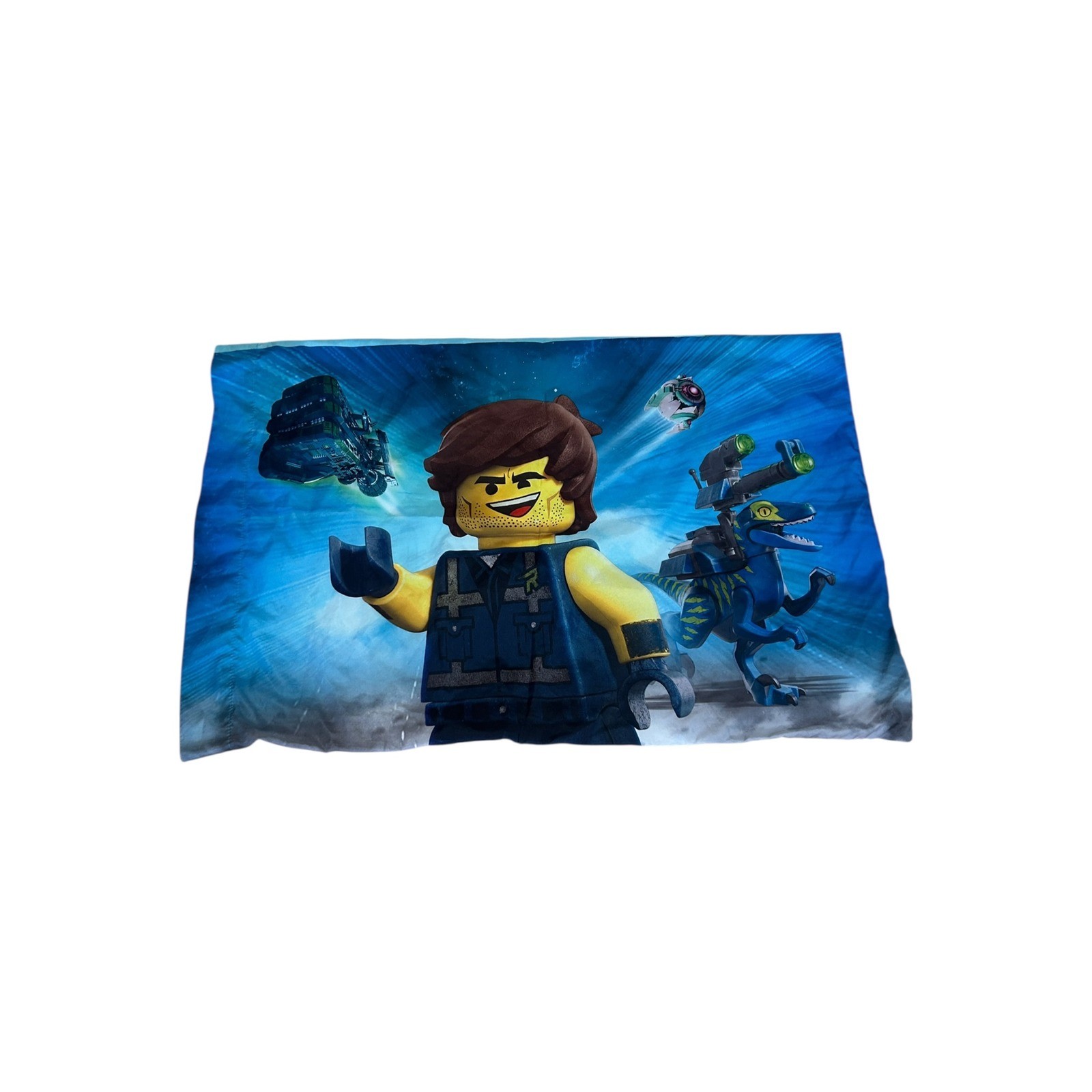 LEGO Movie 2 Rex Dangervest Blue Standard Pillowcase Lets Build Together Double