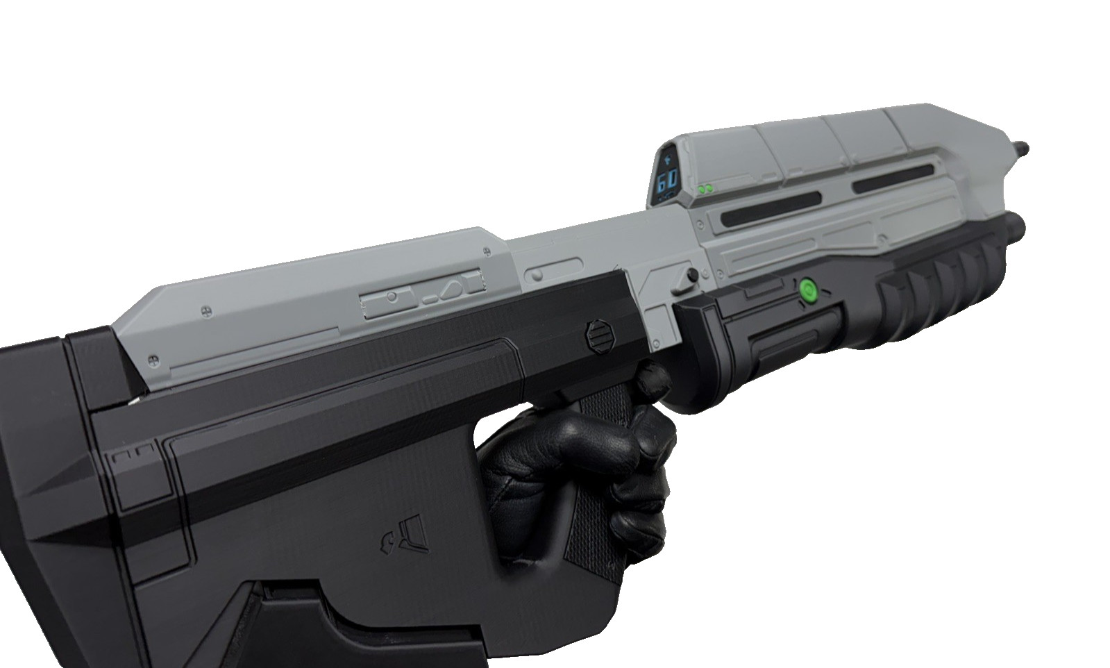Halo CE Rifle MA5B 3D printed in color, life sized, partially assembled.