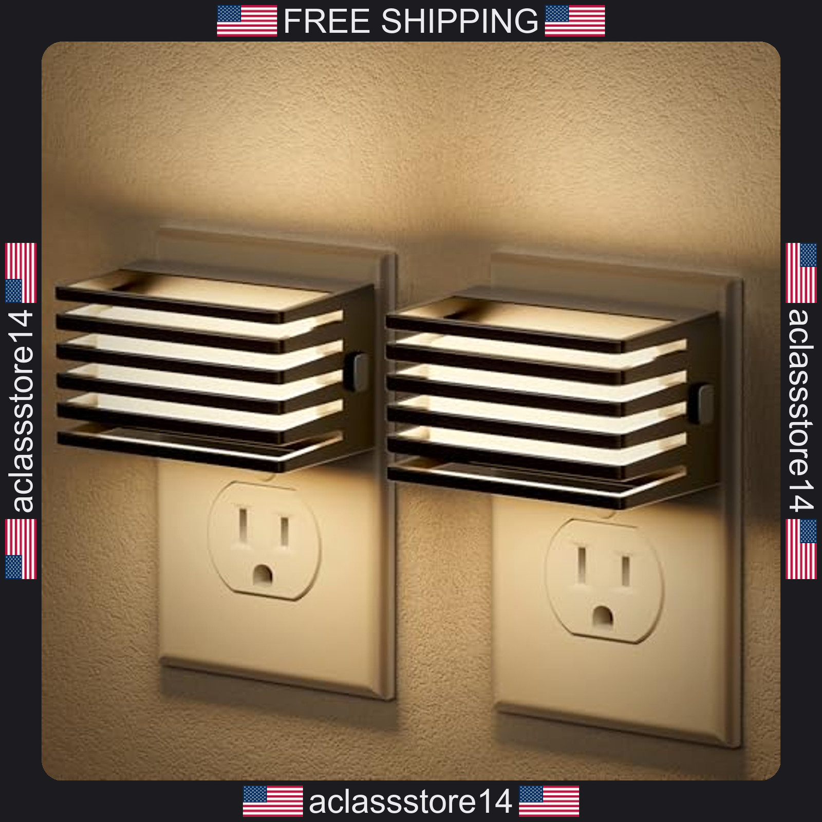 JandCase LED Night Light 2 Pack Wall Plug Dusk to Dawn Sensor Dimmable 3000K