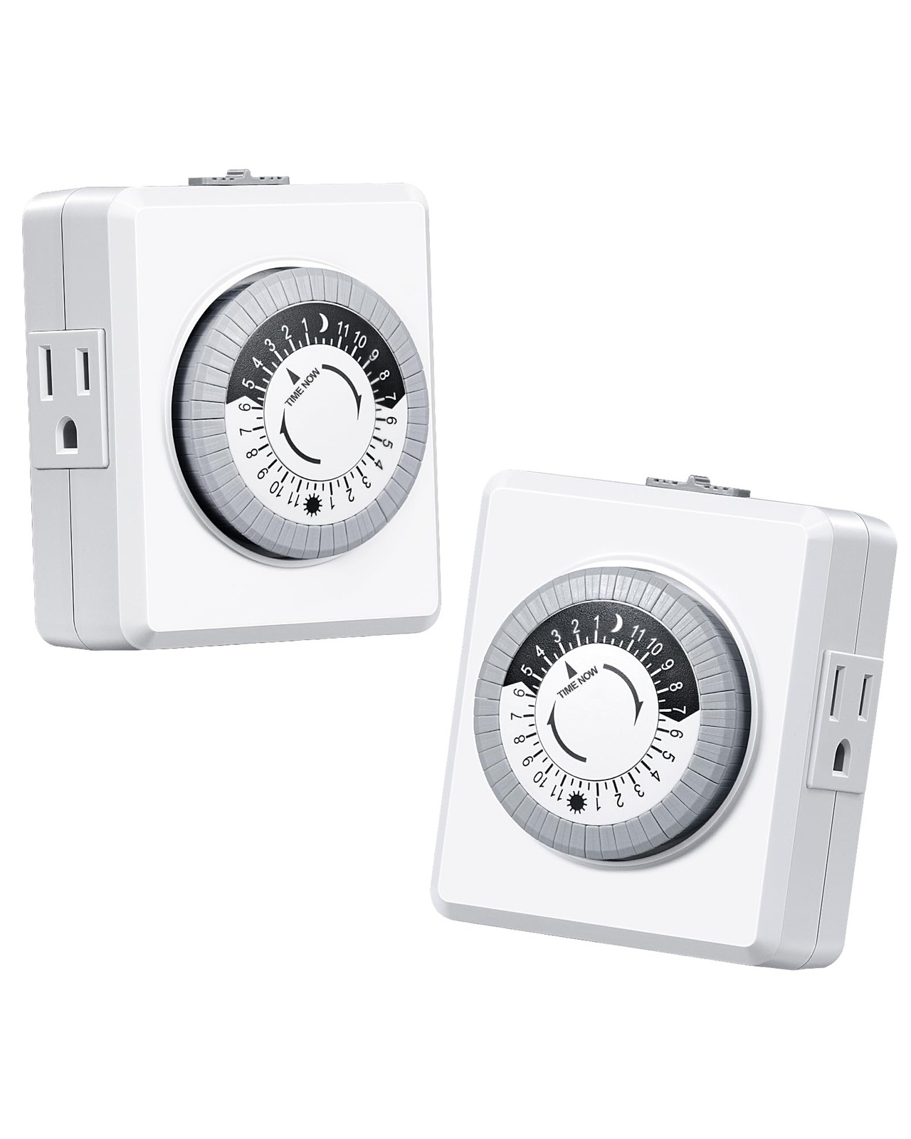 DEWENWILS 24 Hour Cycle Plug-in Mechanical Timer 2 Pack, Indoor White