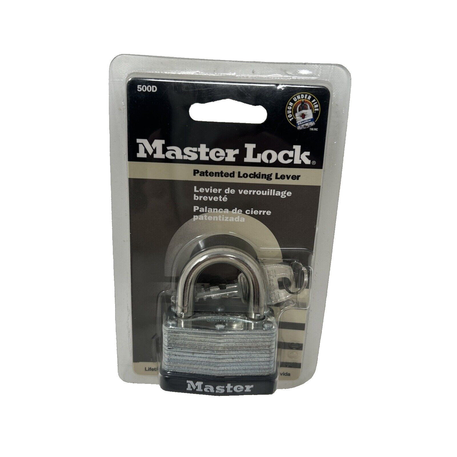 Master Lock 500D Padlock with 2 Keys (0500-15413A) Patented Locking Lever