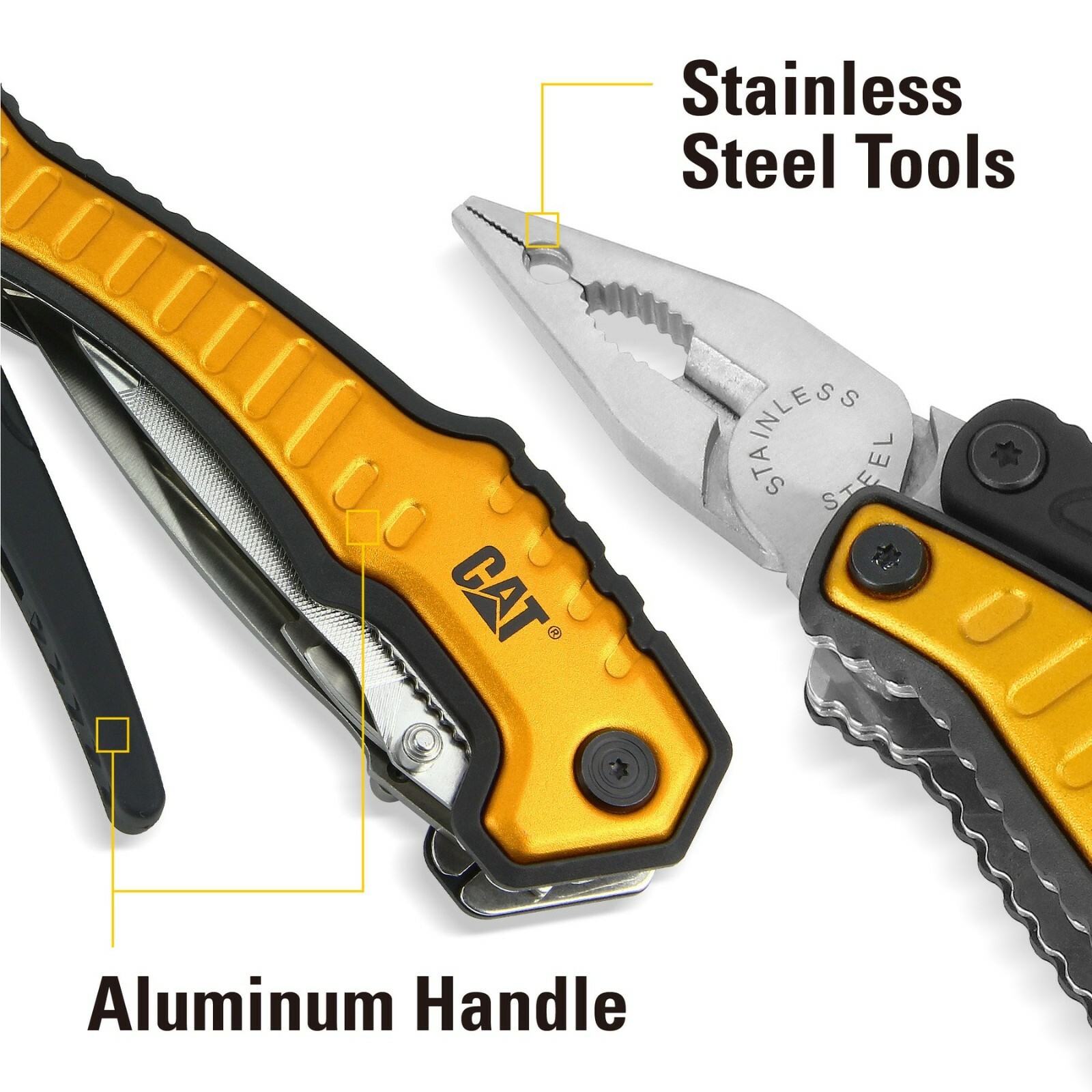 Caterpillar Multi-Function Tool 9-In-1 Black Aluminum Handle Stainless Tools