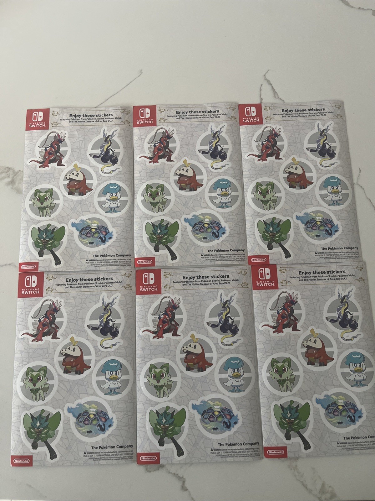 6 - Nintendo Switch Officially Licensed Pokemon Scarlet & Violet Sticker Sheets