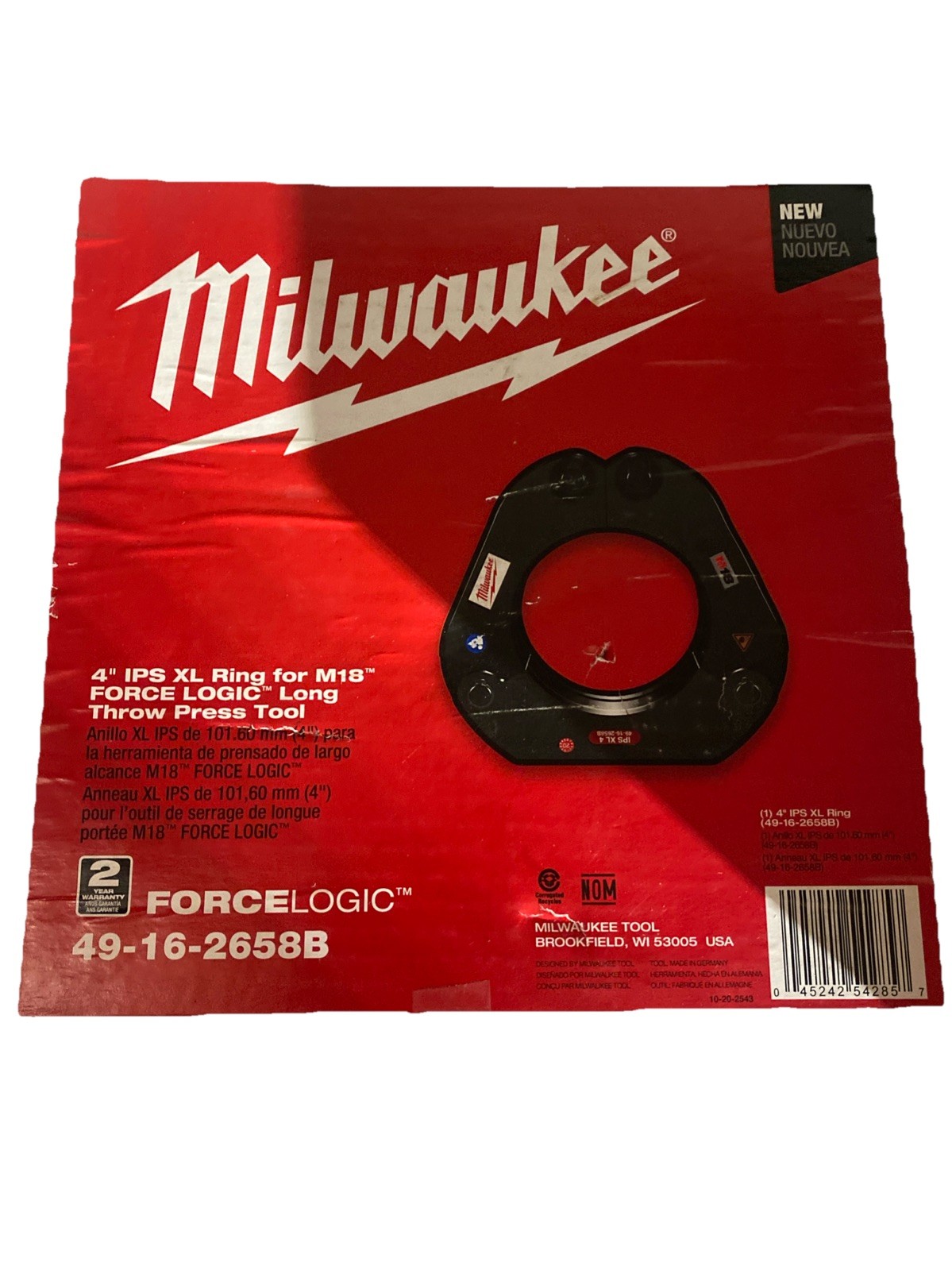 Milwaukee 49-16-2658B 4" IPS XL Ring for M18 FORCE LOGIC Long Throw Press Tool
