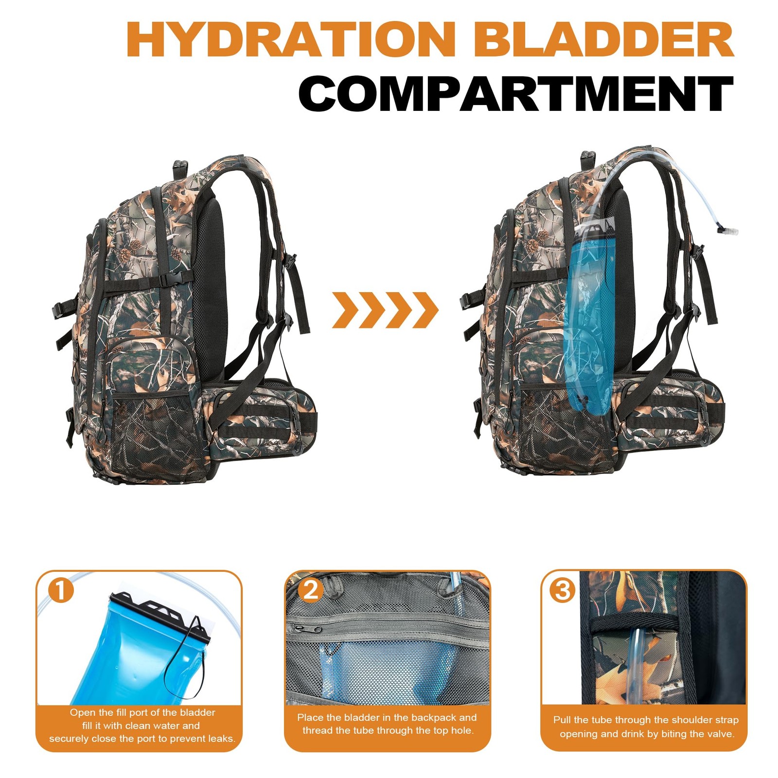 Hunting Backpack for Men, Waterproof Camo Backpacks for Hunt with Rain Cover,...