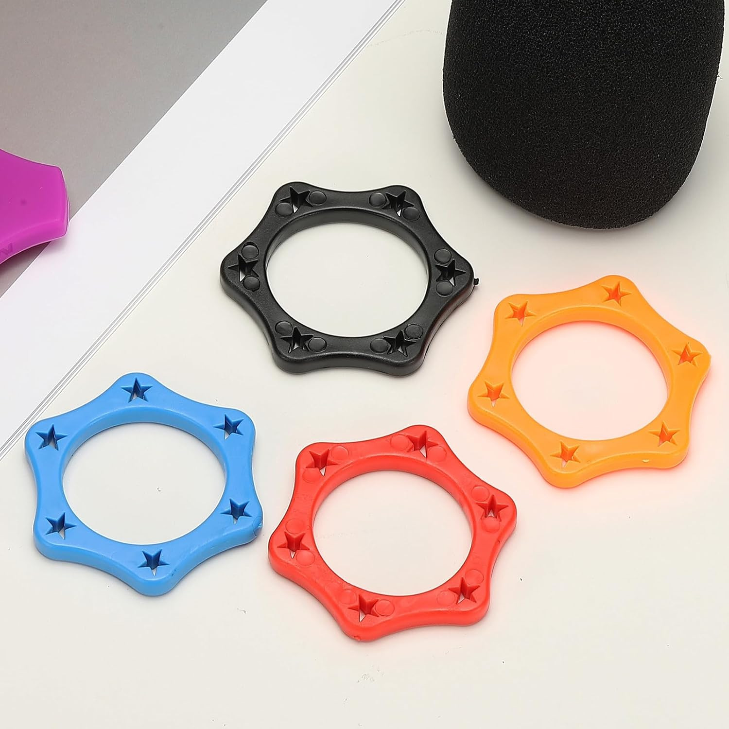 Microphone Anti-Roll Rings, Hexagonal Rubber Mic Rolling Ring - Fitting for (Wir