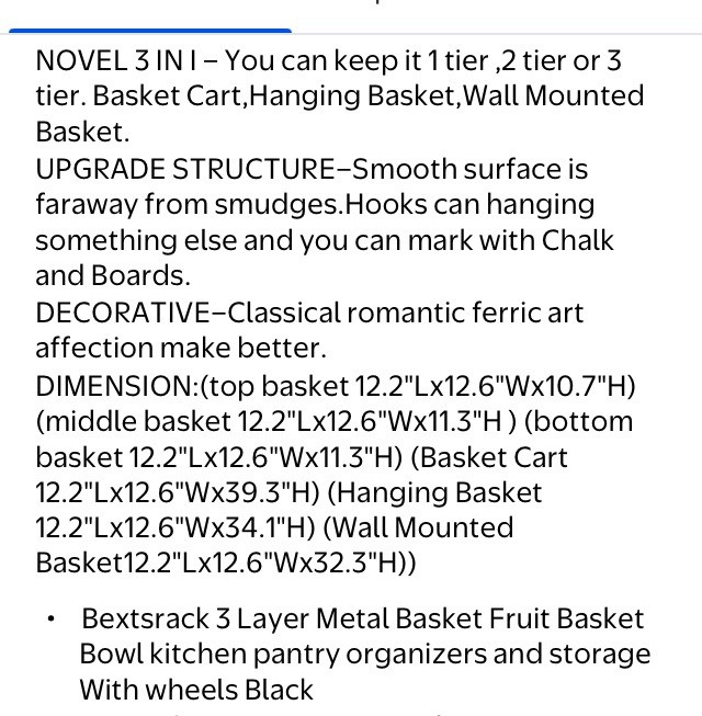 Bextsrack 3 Tier Rack Hanging/or Rolling