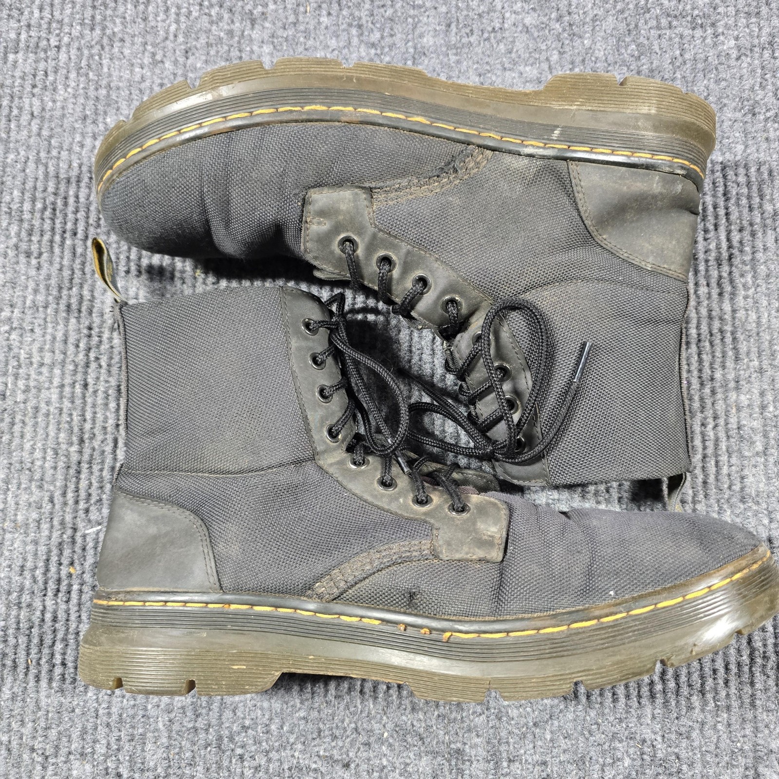 Dr. Martens Combs Boots Mens 12 Black Green Canvas Combat Lace Up Lightweight