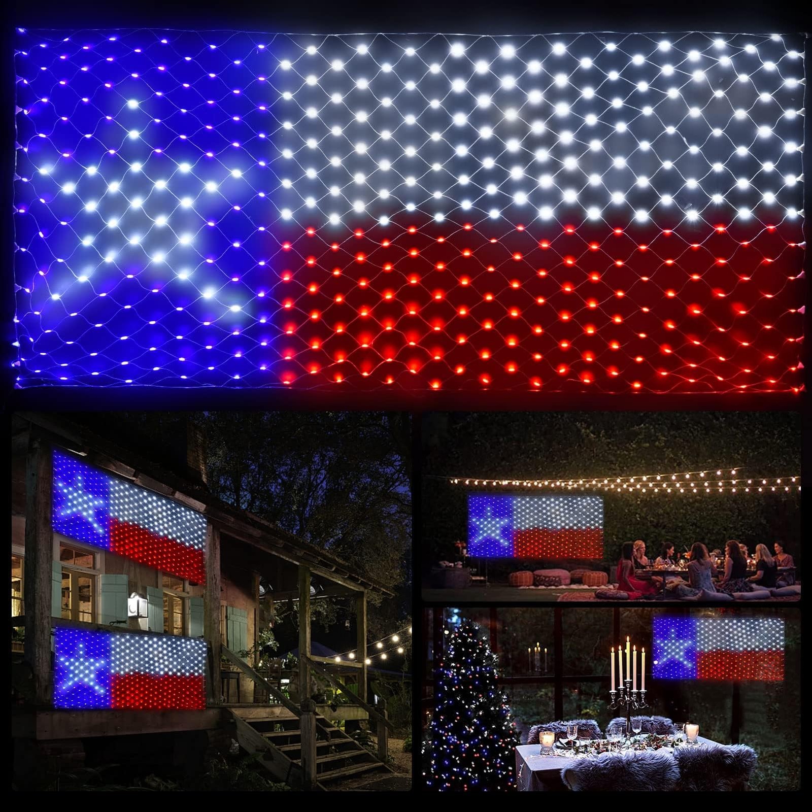 Leisure world LED Texas Flag Net Lights 3.3 FT x 6.6 FT,