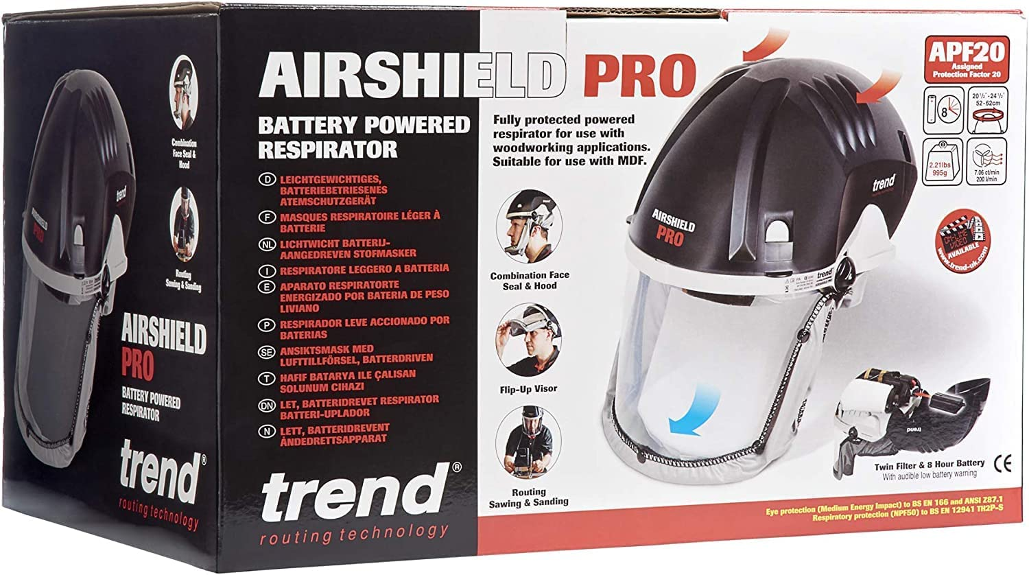 Airshield Pro Full Faceshield, Dust Protector, Battery Powered Air Circulating M