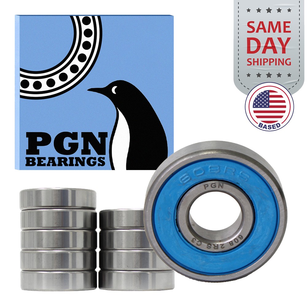 (10) 608-2RS Premium Rubber Seal Chrome Ball Bearing 8x22x7 Skateboard 608rs
