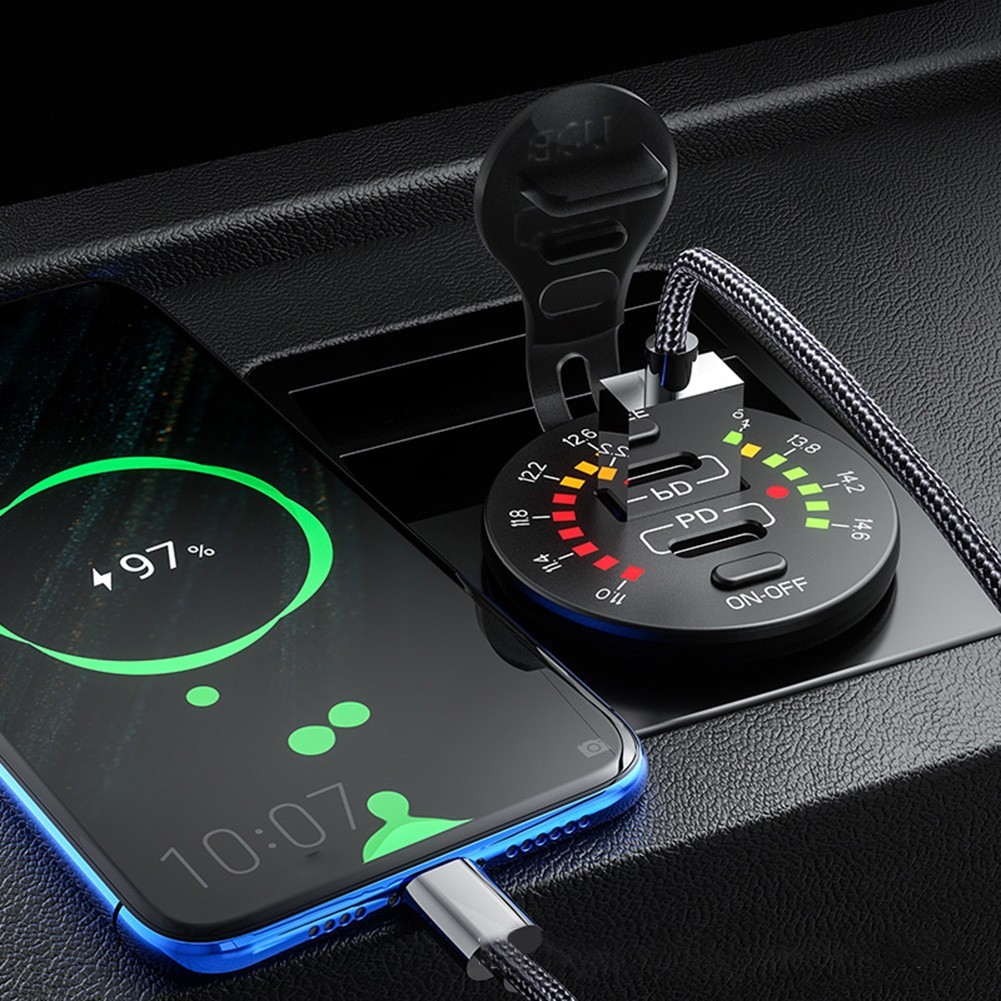 Robust 45W Charger Socket Featuring User Controlled LED Voltmeter Display