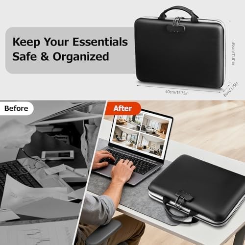 Dadanism 5200℉ Fireproof File Organizer with Combination Lock, Hard Shell Mul...