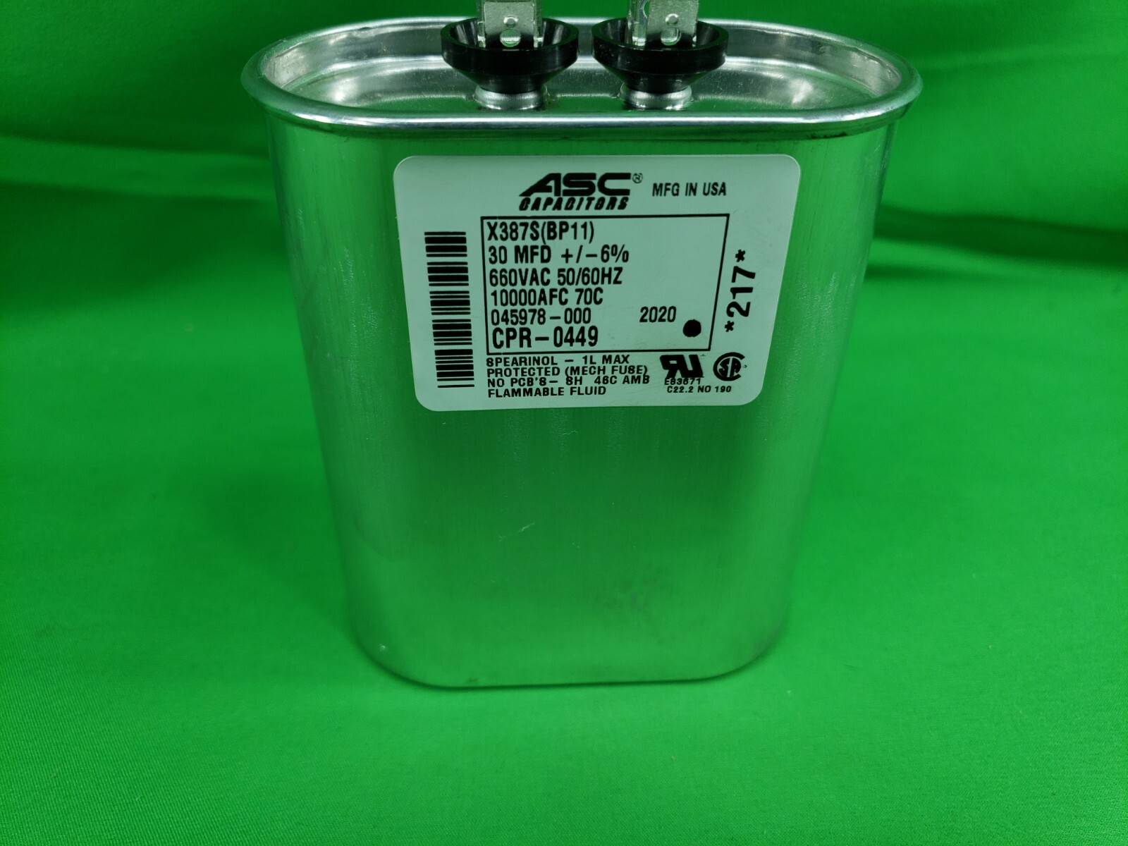 ASC Capacitor X387S (BP11)-660VAC 50/60HZ, 30 MFD