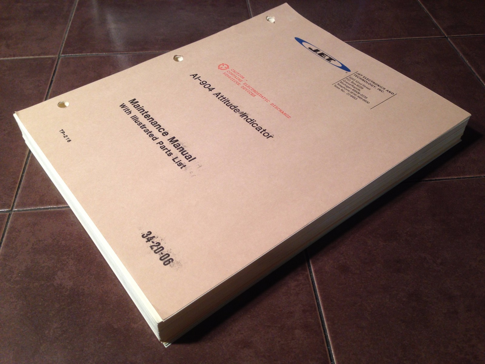 JET AI-904 Attitude Indicator Maintenance & Parts Manual