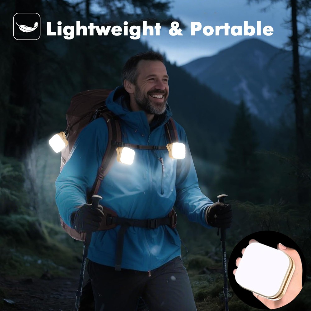 1-4Pack Camping Lantern LED Camping Tent Light Rechargeable Flashlight Portable