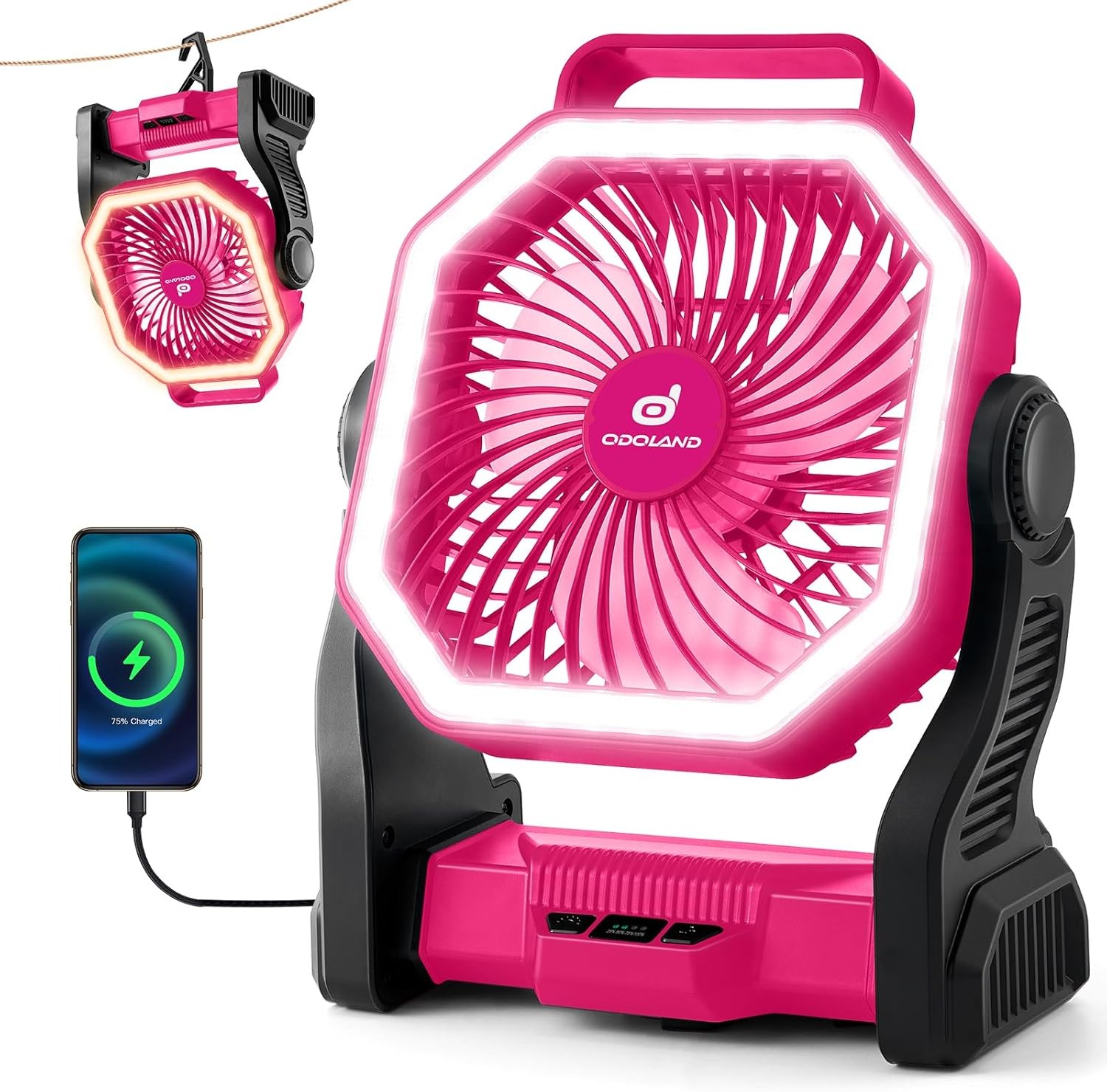 Recharable Cping Fan, 20000mAh Battery Fans with LED Lantern