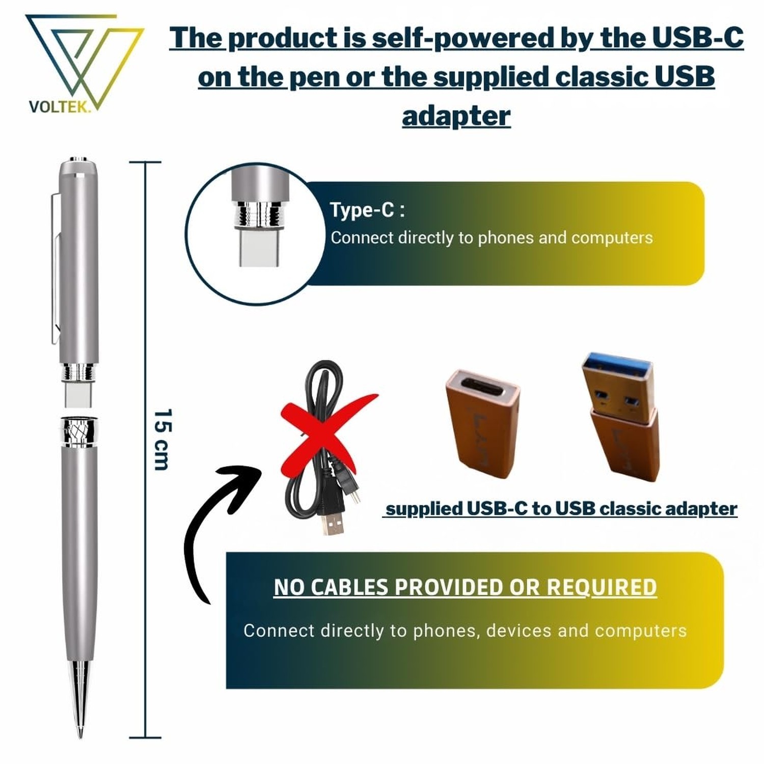 VOLTEK Digital Voice Recorder Pen - 64GB - Mini Audio Recording Device for Me...