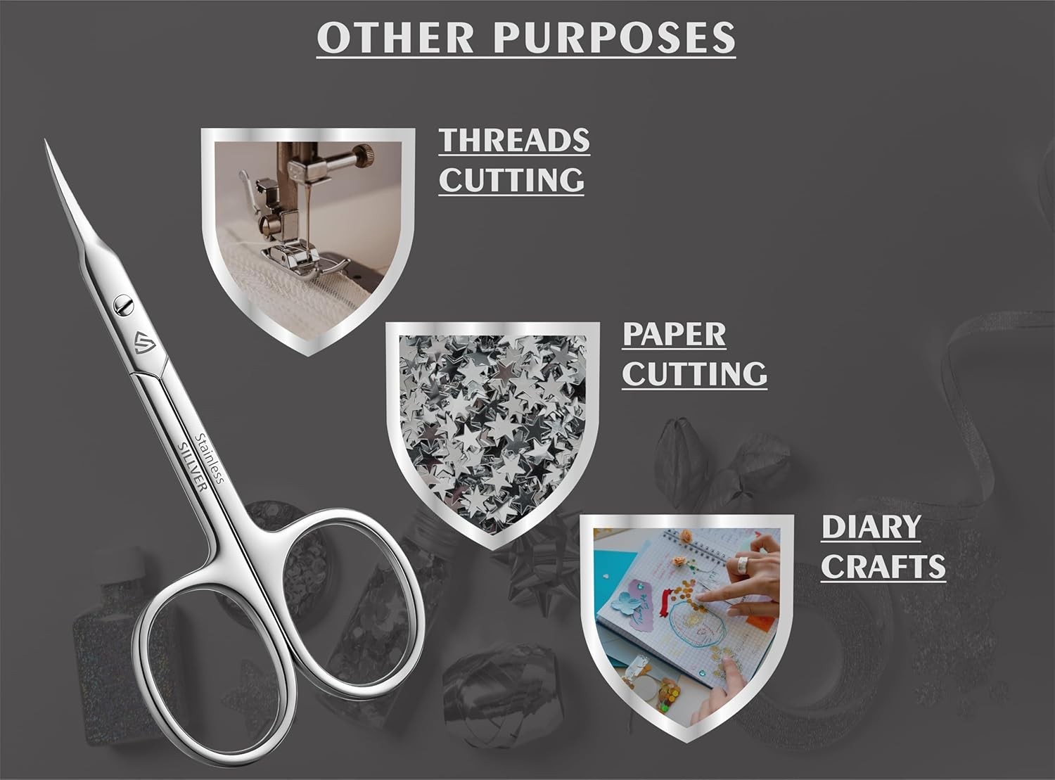 Cuticle Scissors Curved Blade - Extra Fine Pointed Tip Professional Manicure