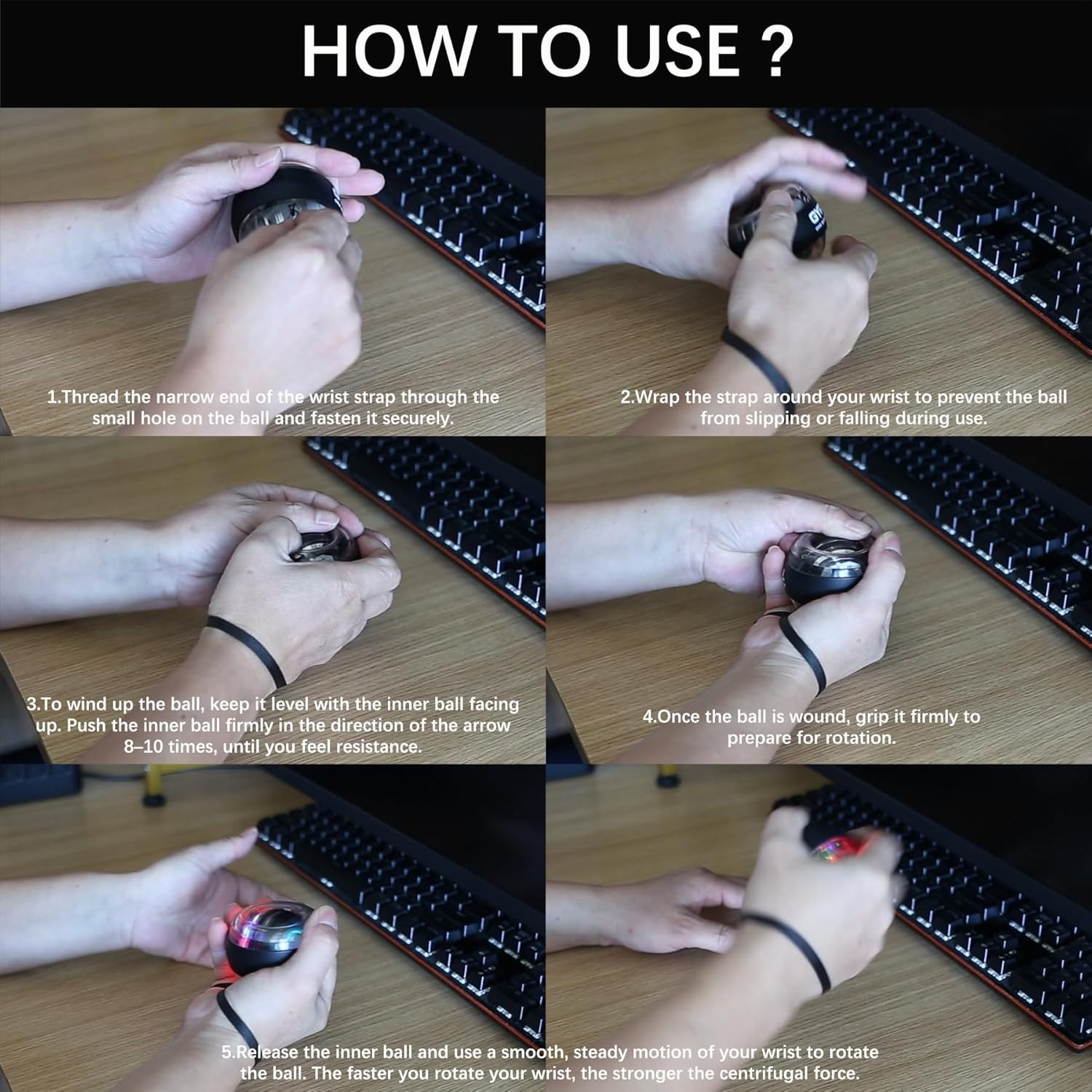 Compact Forearm Exerciser - Portable Wrist Gyro Ball for Strength & Coordination