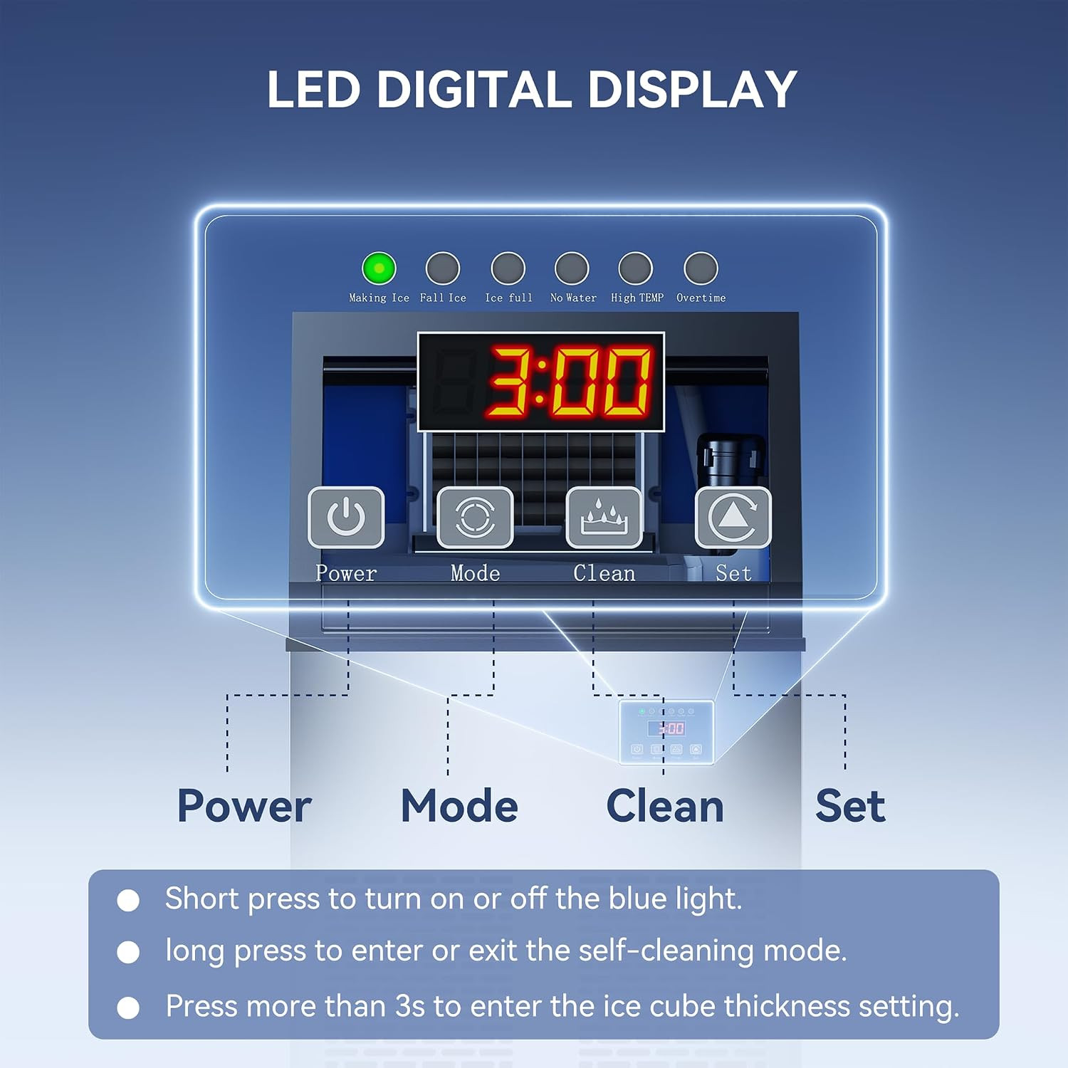 Commercial Ice Maker Machine, 100Lbs/24H Ice Machine, 34Lbs Storage, 45 Ice Cube
