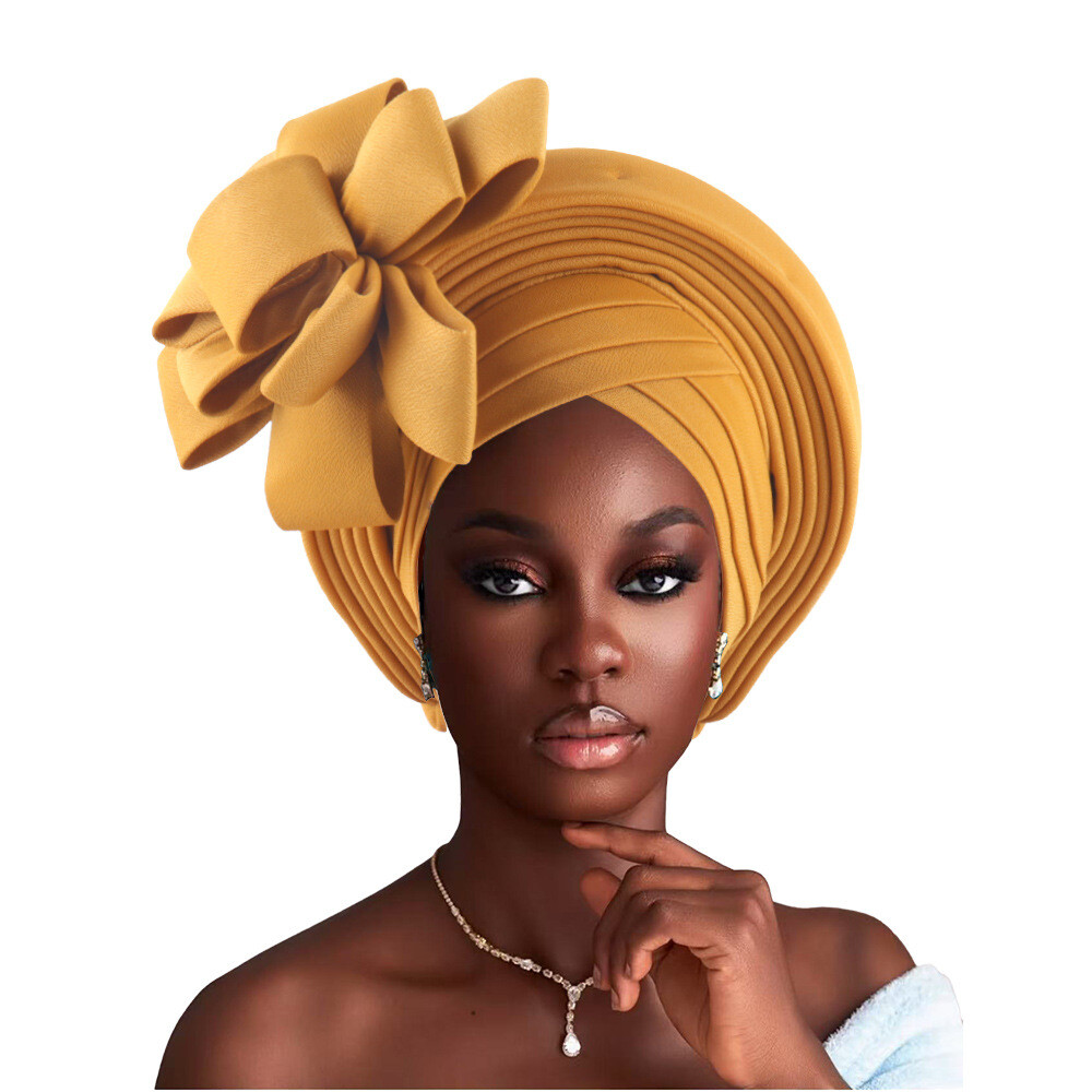 Nigerian Wedding Cap Turban Headwear African Women Auto Gele Headtie Headwarp