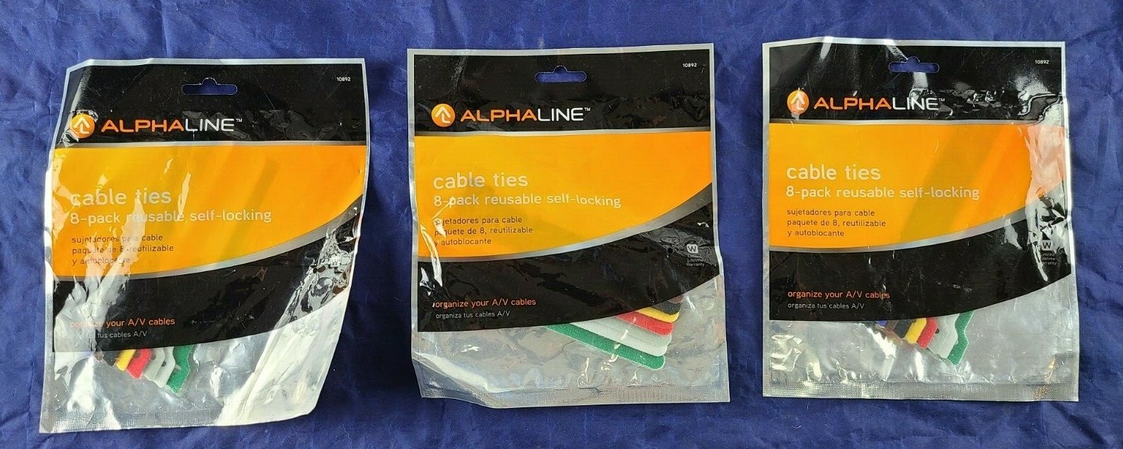 AplhaLine 8-Pack Reusable Self Locking Cable Ties 3 Pack