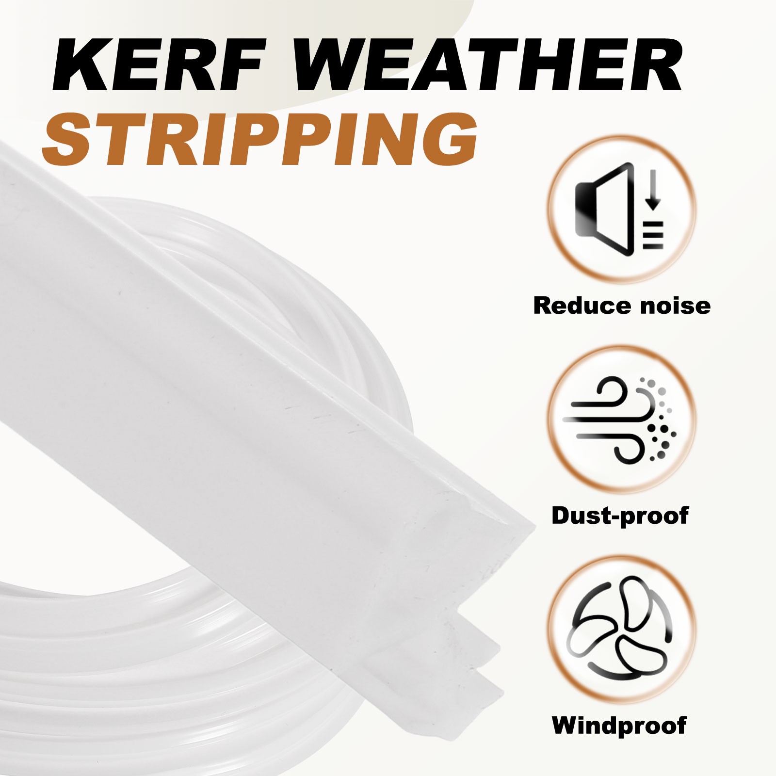 Kerf Weather Stripping Seal Strip (16.4ft x 11/32") - Tree Shape Kerf, White