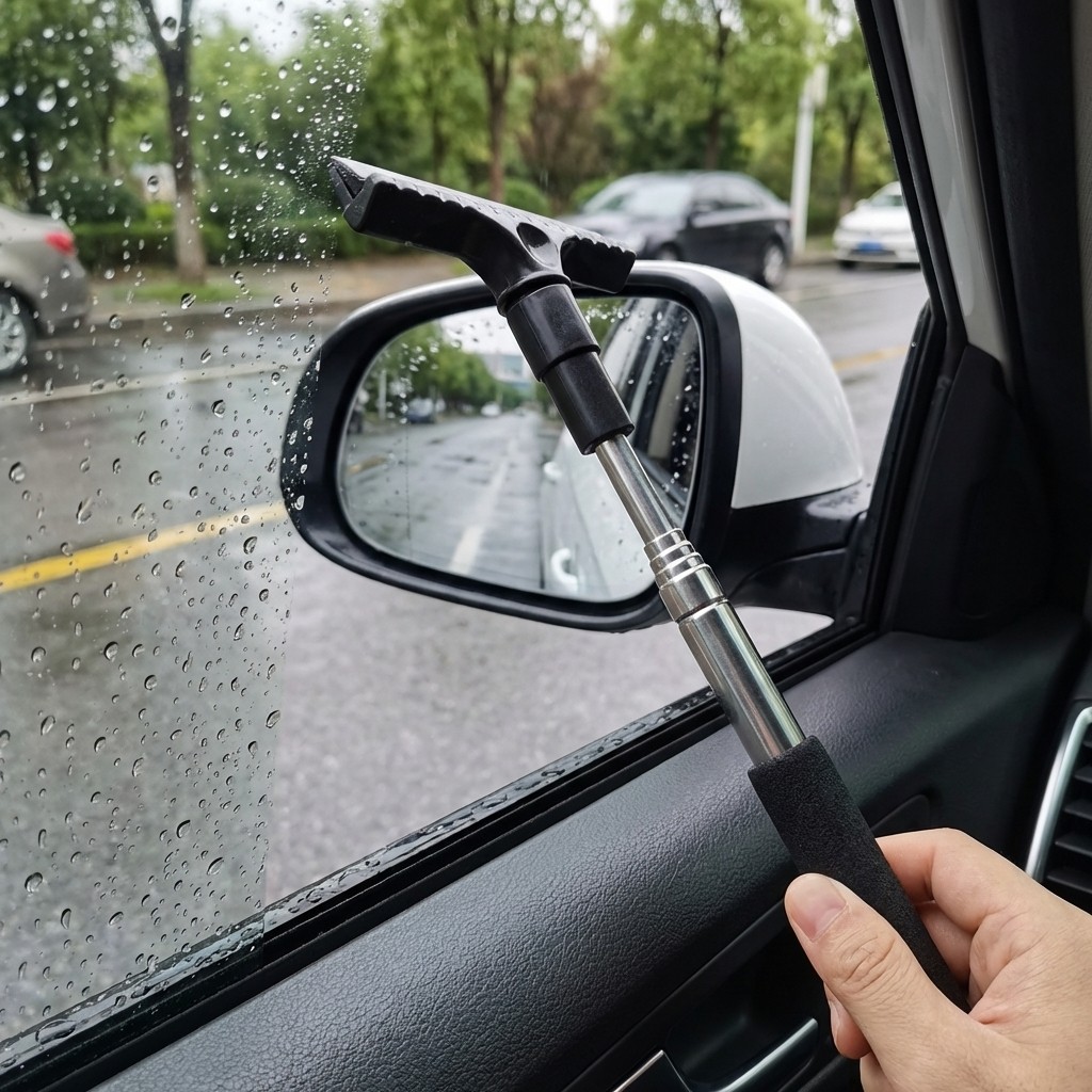 Multifunctional Extendable Car Rearview Mirror Wiper Snow Ice Water Scraper 1pc
