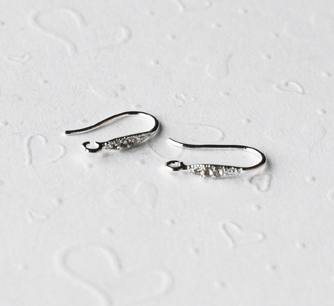 10 pcs Silver Plated Earwire Clear Crystal Rhinestone Fishhook Open Loop EF002