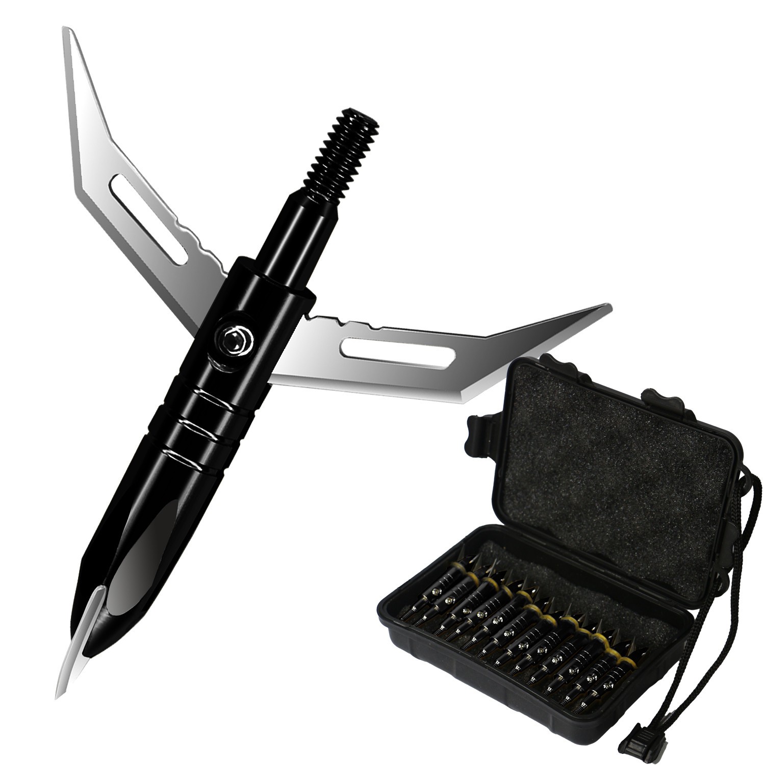 12pcs Black Raging Broadheads 2.3" Cut Expandable Crossbow Arrow Tips Box-packed