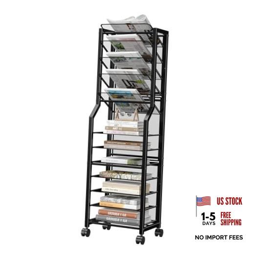 12 Tier Rolling File Cart, Desk File Organizer with Sliding 12 Tier-Black