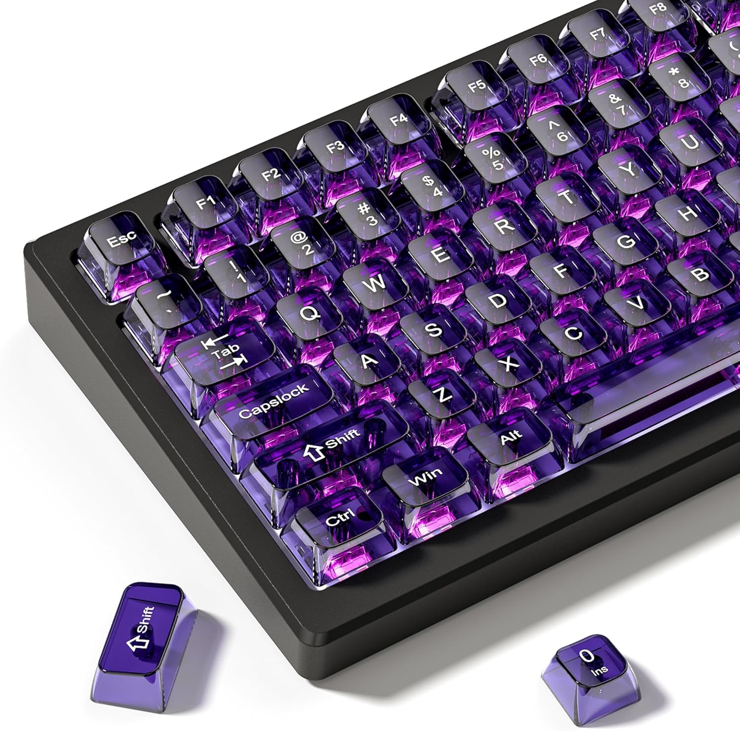 Purple Transparent Keycap Set for MX Switches - MDA Profile (115 Keys)
