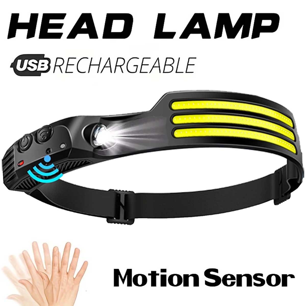Multifunctional LED Headlamp, Portable Fishing Headlight with Motion Sensor
