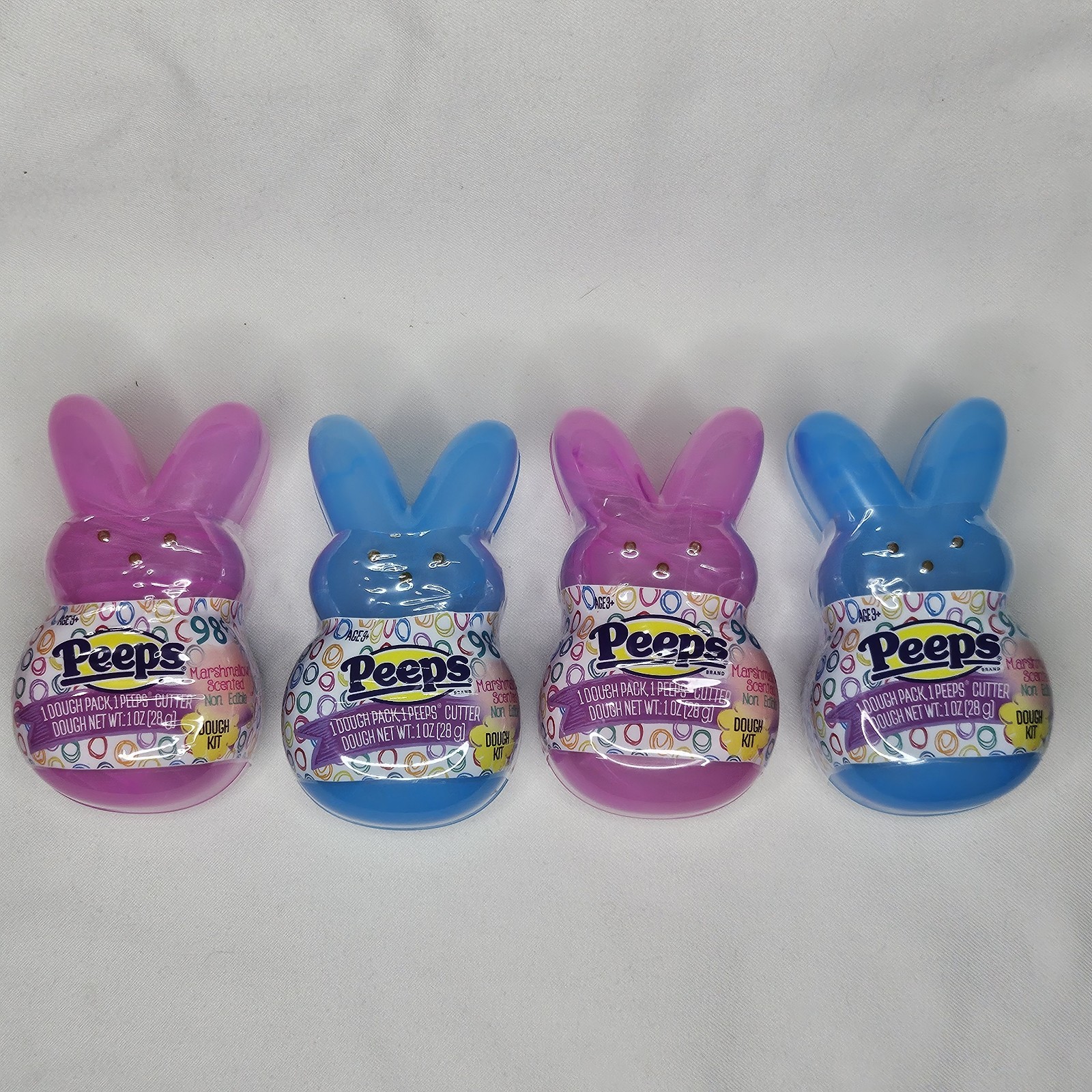 New Lot Set 4 Peeps Blue Pink Bunny Dough Kit Pack Marshmallow Scent Easter