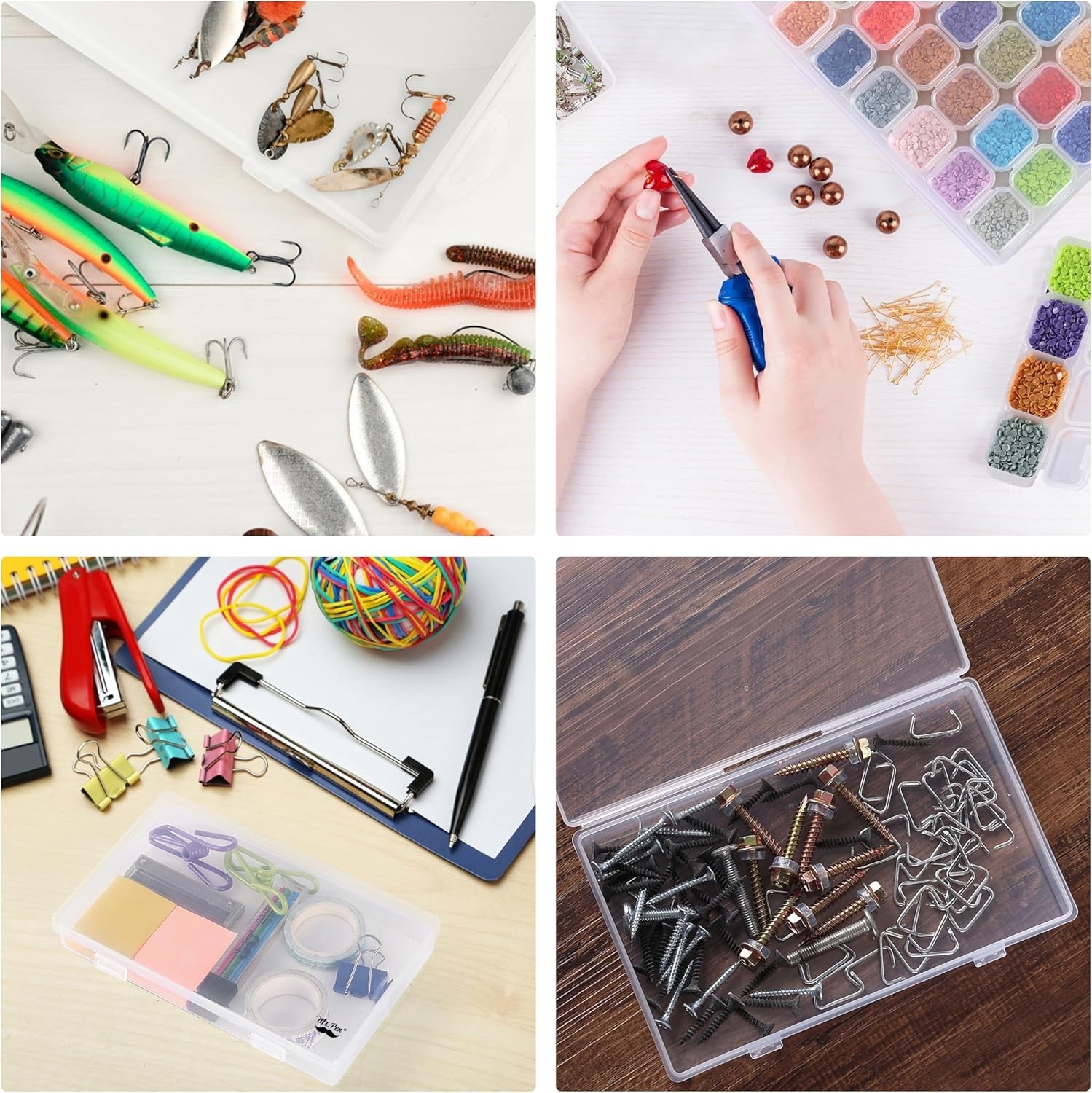 28-Grid Bead Storage Containers - 2 Pack with 160 Label Stickers for Crafting