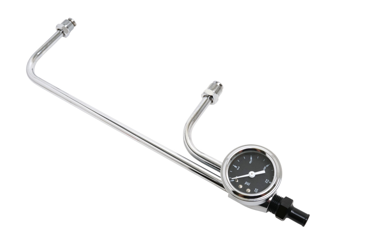 Holley Carburetor Fuel Line & Gauge Kit 4160 Dual Feed 3310 Carb Chrome Line