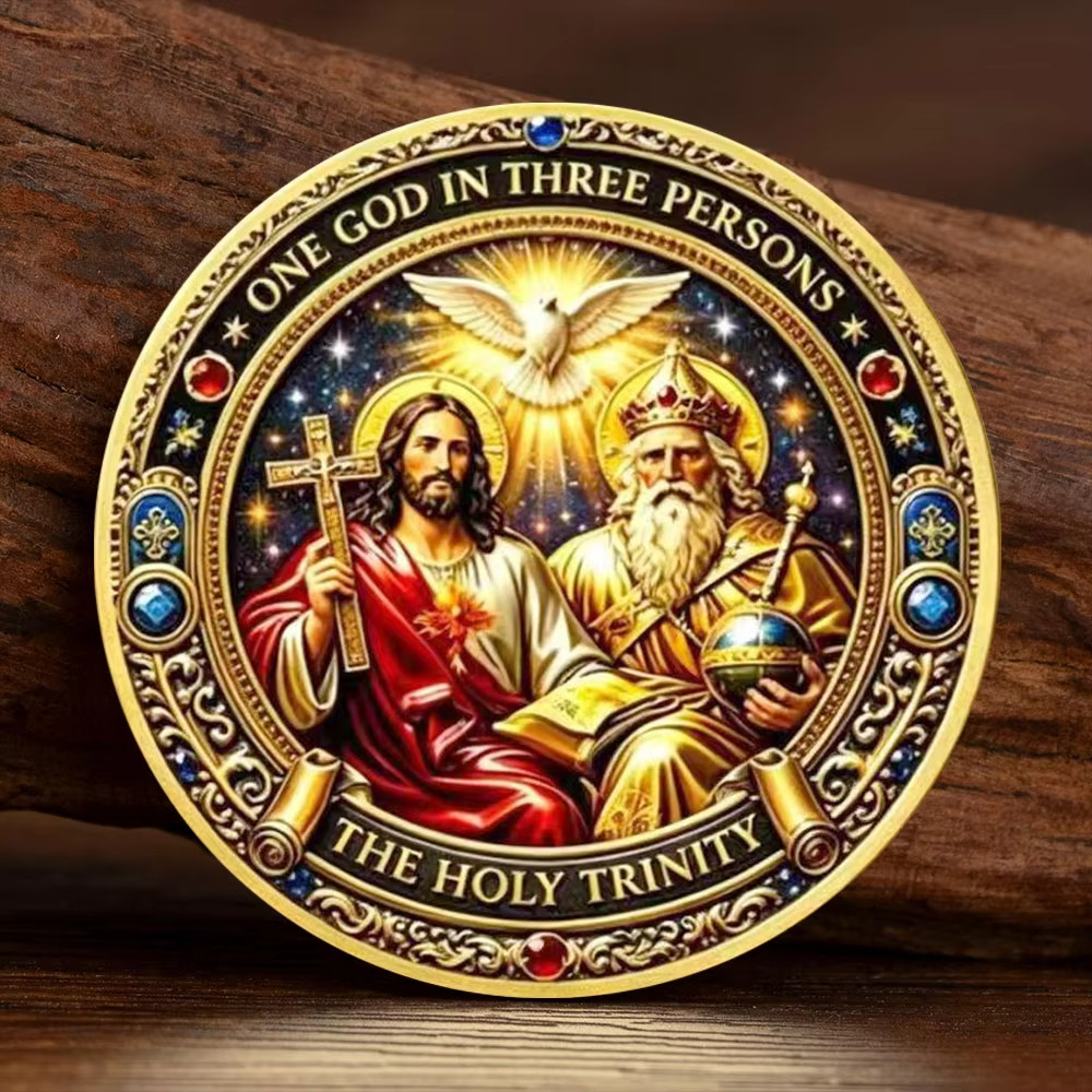 Holy Trinity Challenge Coin Christian Faith Jesus Christ John 1:1 Gift