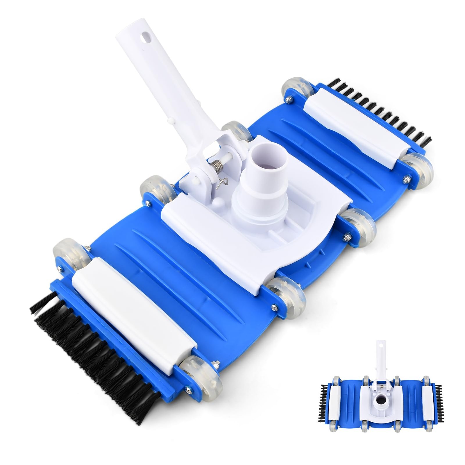 16in Pool Vacuum Head with Side Brushes Wheels Fits 1-1/4 1-1/2in Hose