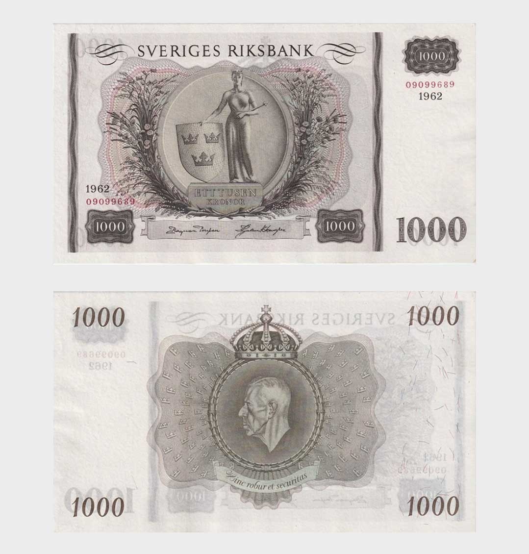 Sweden - 1962 - 1000 Kronor - "XF+"  #NH181