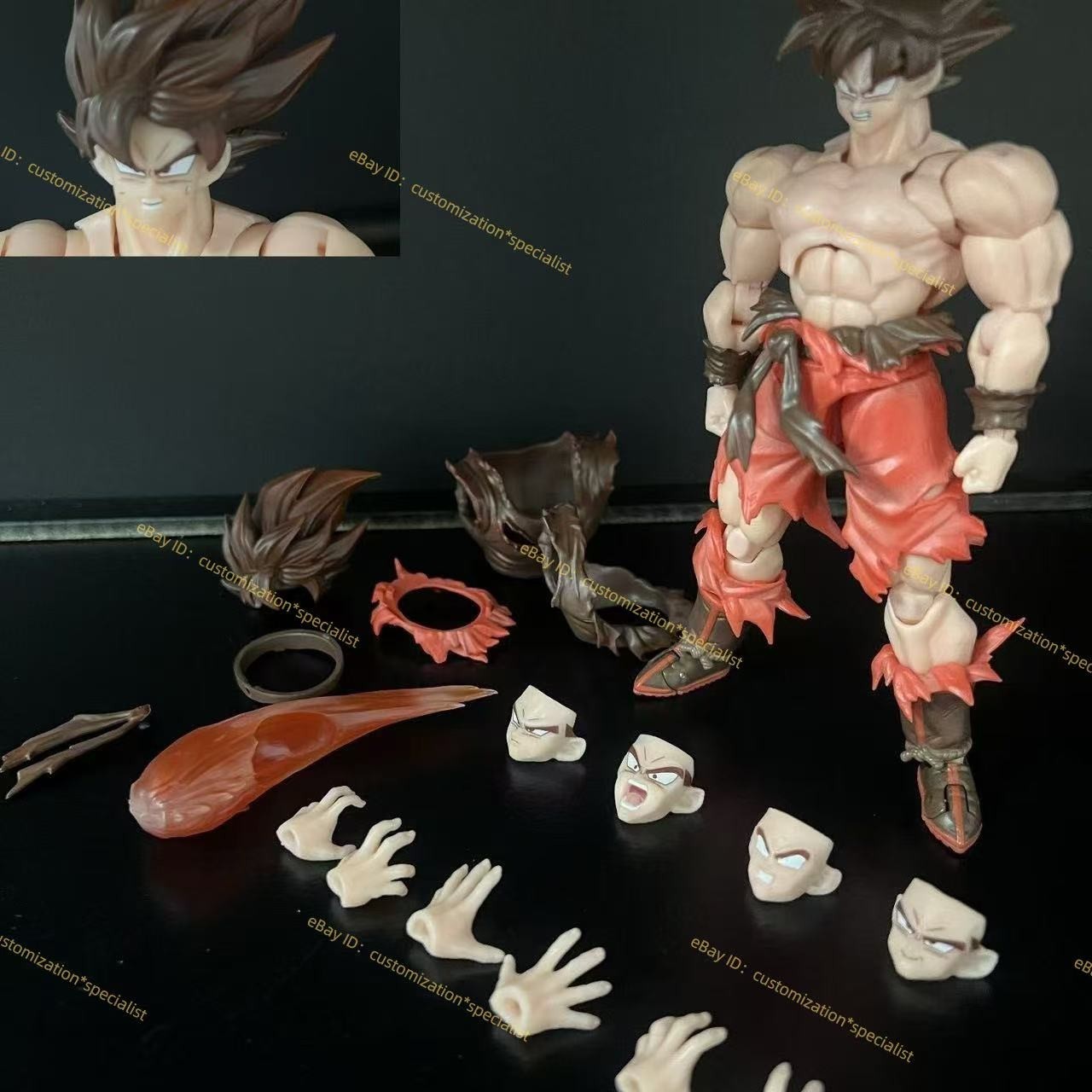 E&C SHF Kaio-ken Son Goku Red Ver. 1/12 Scale Action Figure Toys In Stock
