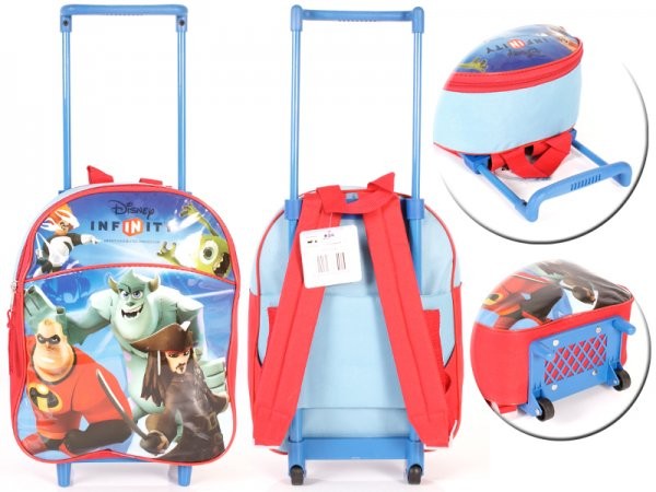 Disney Infinity Monsters Pirates Incredibles Kids Overnight Travel Trolley Bag