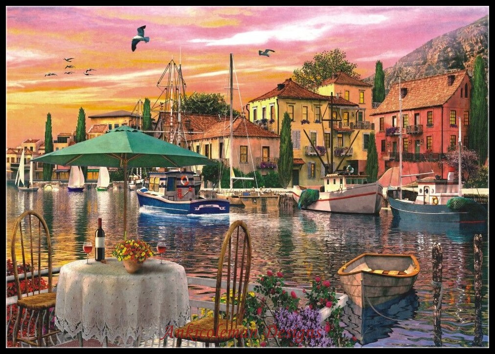 Chart Needlework Crafts DIY - Counted Cross Stitch Patterns - Sunset Harbour
