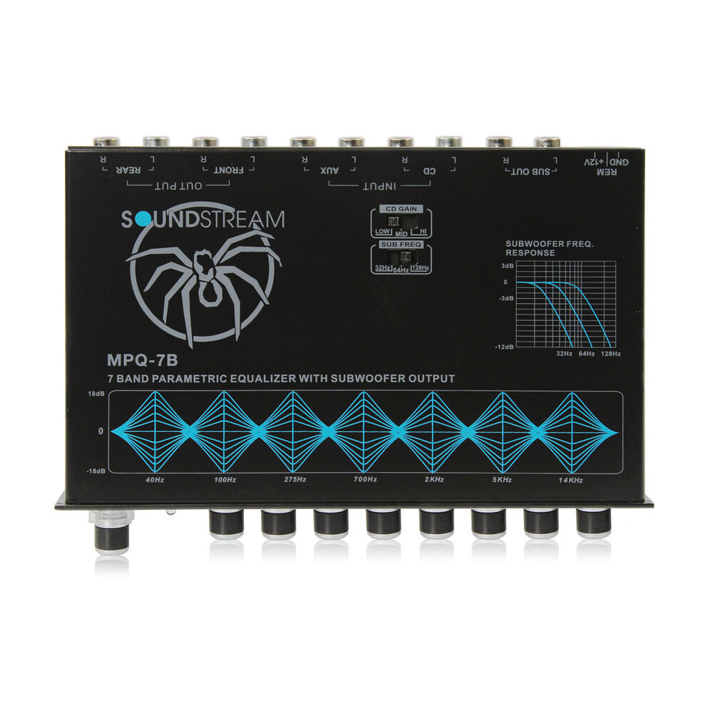 Soundstream MPQ-7B Car 7 Band Dual Ch. Parametric Equalizer w/ Sub Level Control
